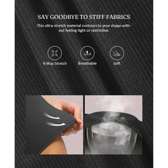 Women Seamless Zip Up Bodysuit Black Large Slimming Soft Fabric - Picture 4 of 6